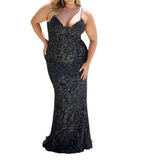 Primavera - Plunging V Neckline Prom Dress - black - clothing - dresses