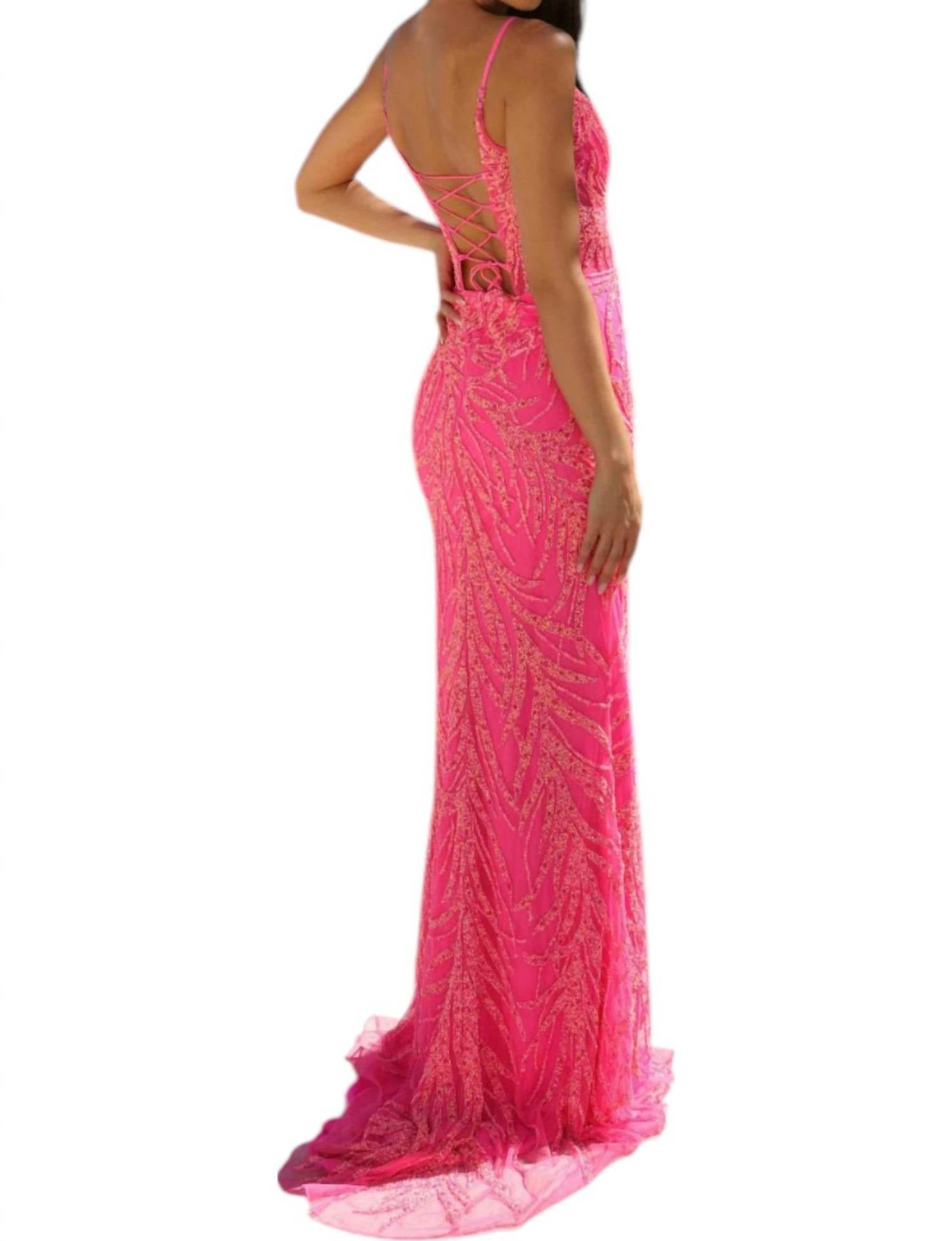 Primavera - Scoop Neck Lace Up Back Prom Dress - clothing - dresses - patterned