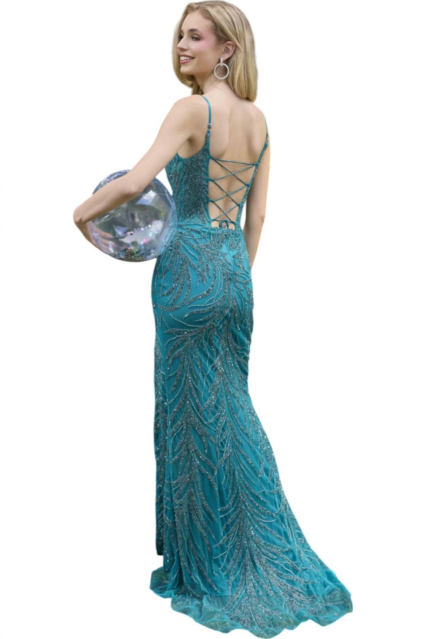 Primavera - Scoop Neck Lace Up Back Prom Dress - clothing - dresses - green