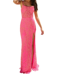 Primavera - Scoop Neck Lace Up Back Prom Dress - clothing - dresses - patterned