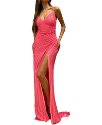 Primavera - Sequined V - neck Prom Dress - clothing - dresses - patterned