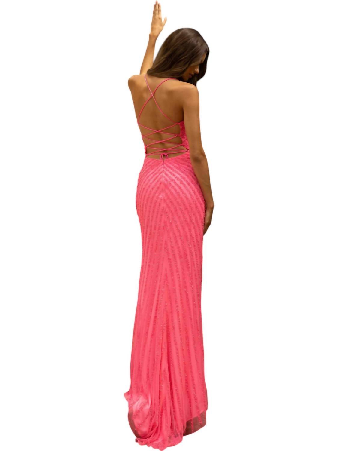 Primavera - Sequined V - neck Prom Dress - clothing - dresses - patterned