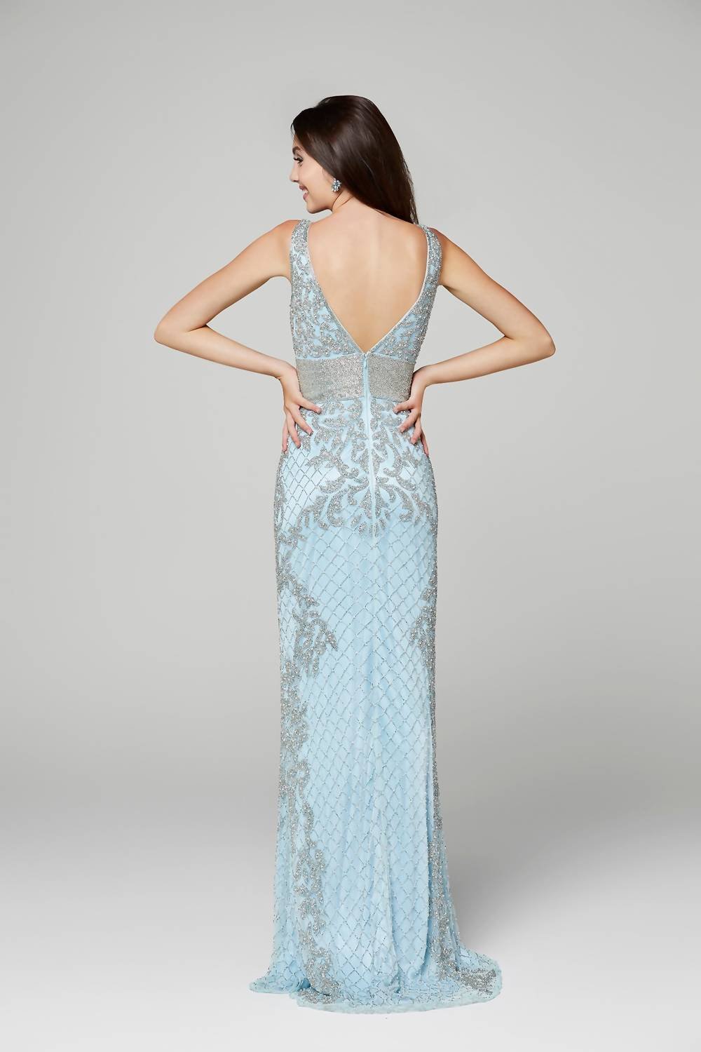 Primavera - Shiny Prom Gown - blue - clothing - dresses