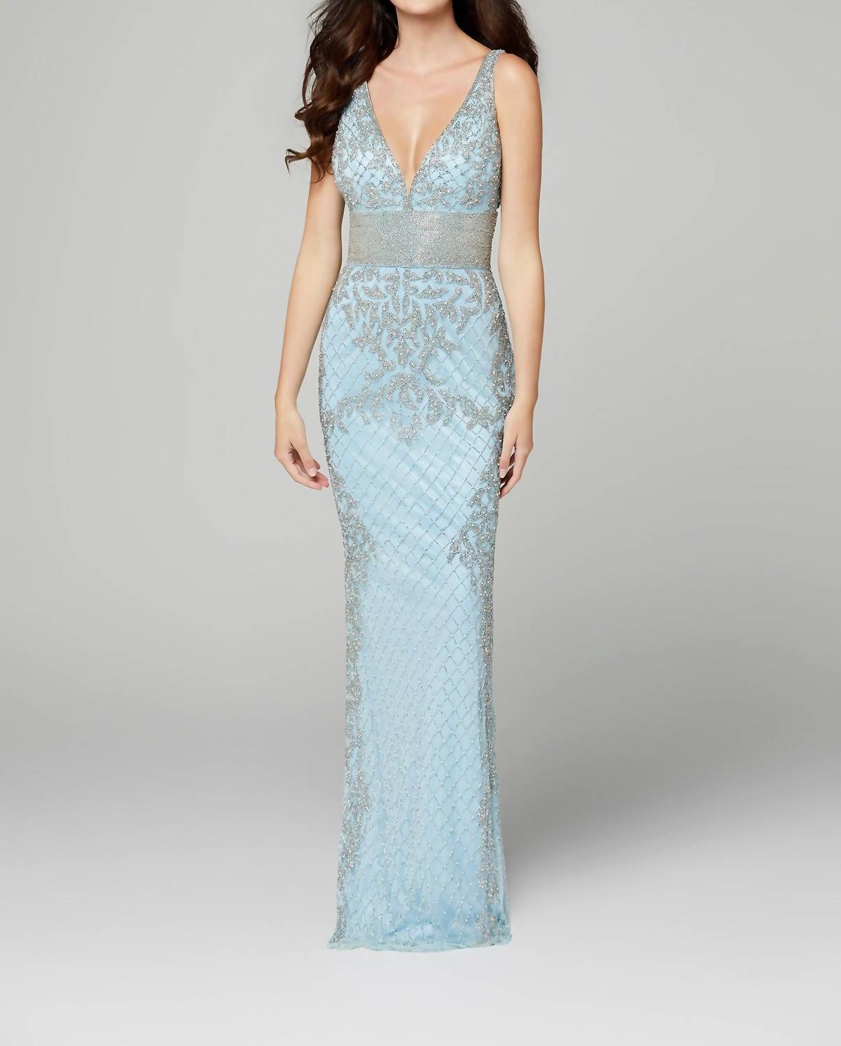 Primavera - Shiny Prom Gown - blue - clothing - dresses