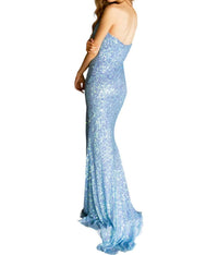 Primavera - Sparkling Sequins Strapless Prom Dress - blue - clothing - dresses