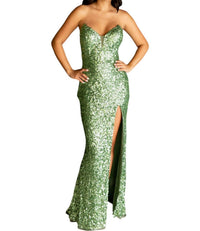 Primavera - Sparkling Sequins Strapless Prom Dress - clothing - dresses - green