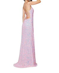 Primavera - Strap Back Sequin Fitted Gown - clothing - dresses - patterned