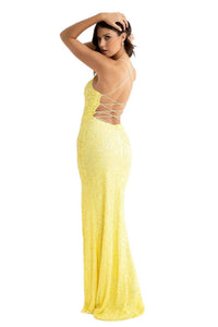 Primavera - Strap Back Sequin Fitted Gown - clothing - dresses - patterned