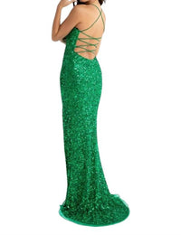 Primavera - Strap Back Sequin Fitted Gown - clothing - dresses - green