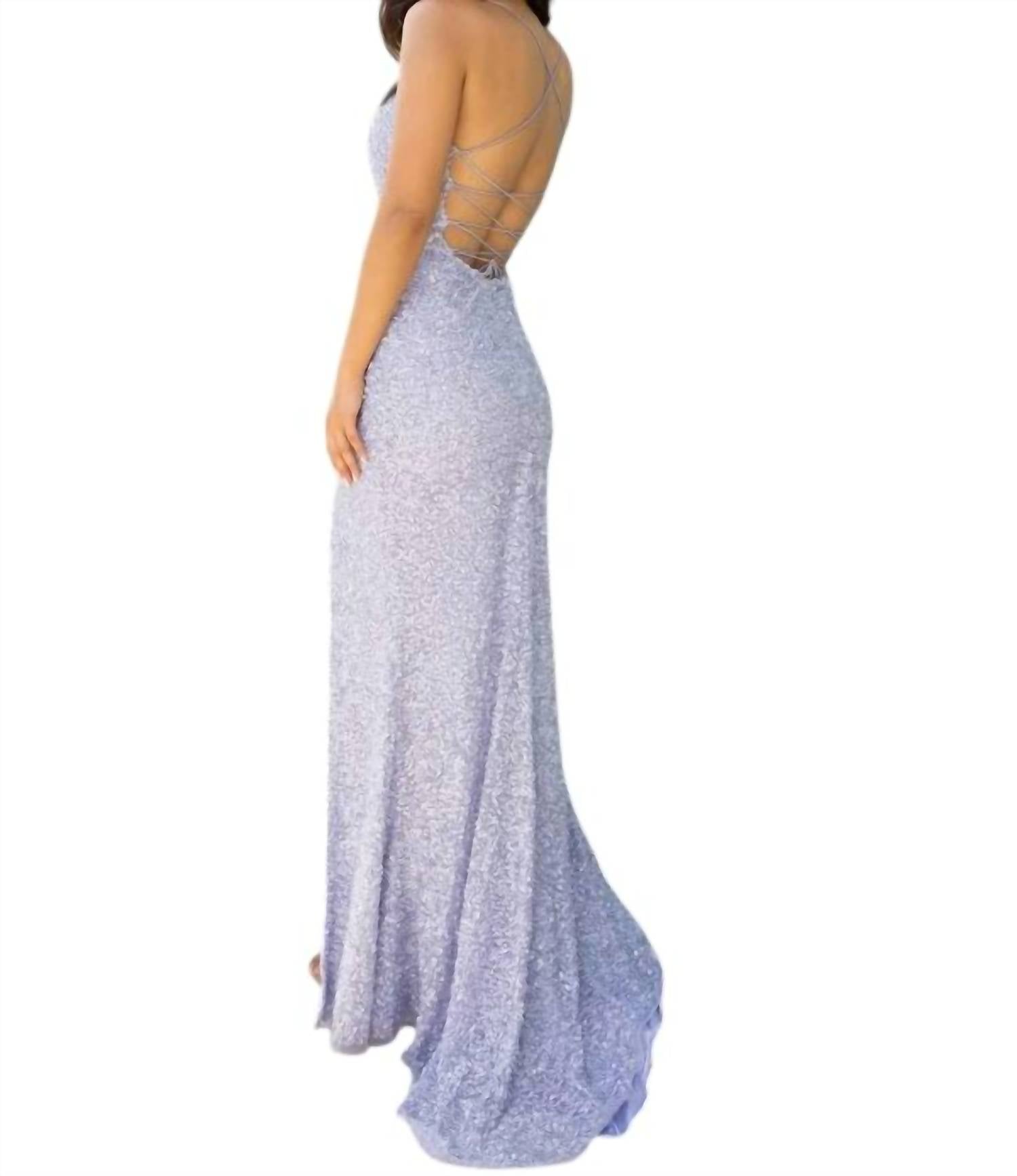 Primavera - Strap Back Sequin Fitted Gown - clothing - dresses - patterned