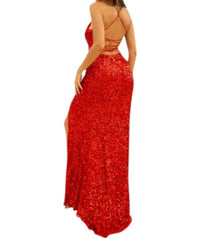 Primavera - Strap Back Sequin Fitted Gown - clothing - dresses - patterned