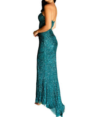 Primavera - Strapless High Side Slit Prom Dress - clothing - dresses - green