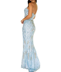 Primavera - Strapless V - neck Prom Dress - blue - clothing - dresses