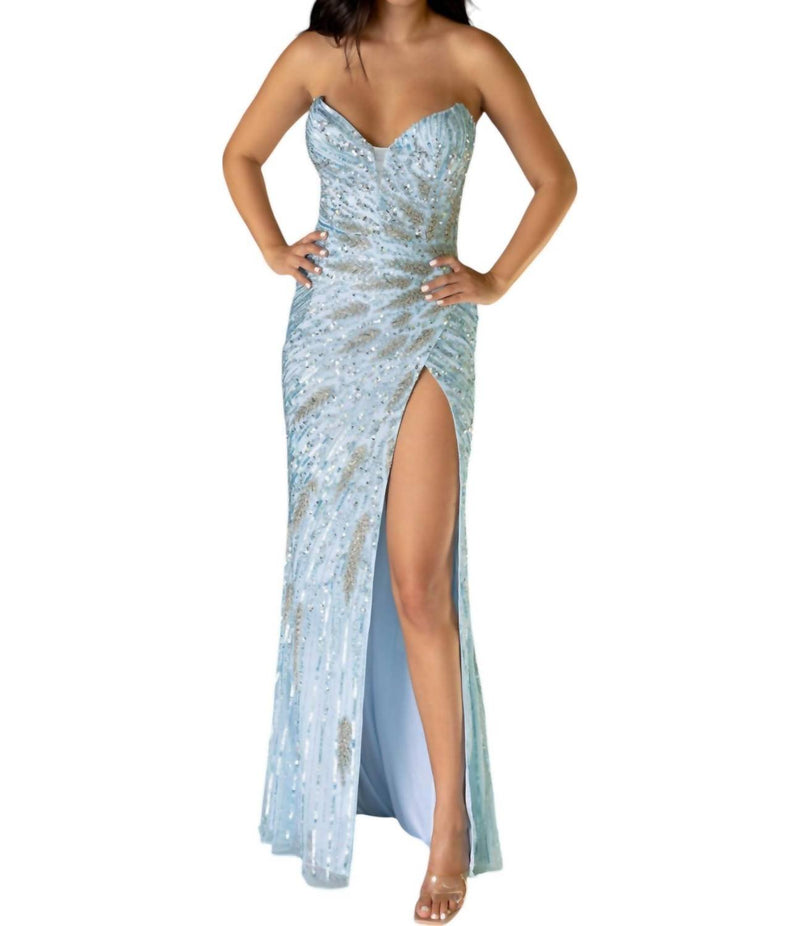 Primavera - Strapless V - neck Prom Dress - blue - clothing - dresses