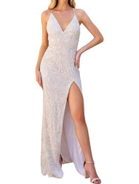 Primavera - V - neck Backless Prom Dress - beige - clothing - dresses