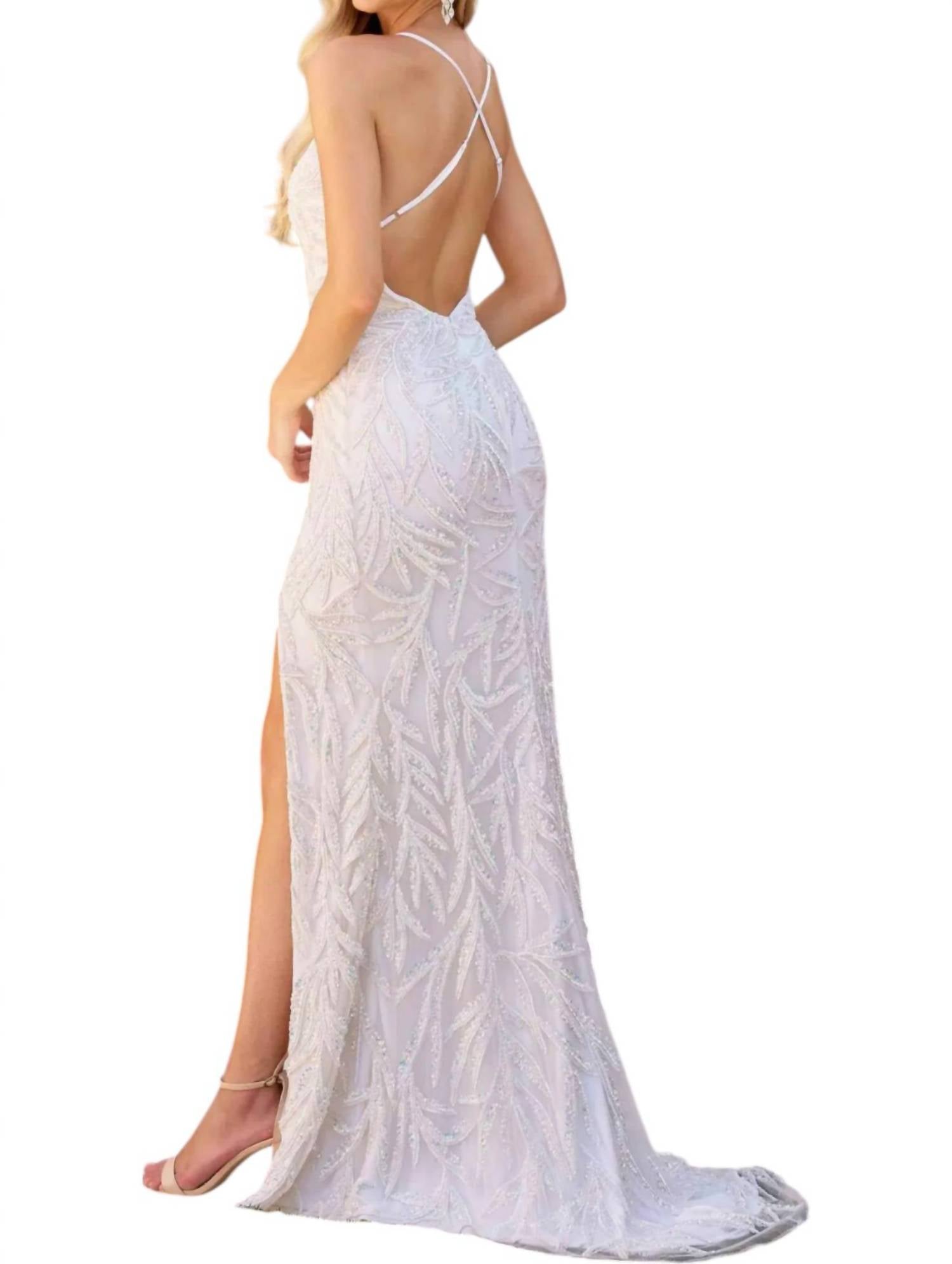 Primavera - V - neck Backless Prom Dress - beige - clothing - dresses