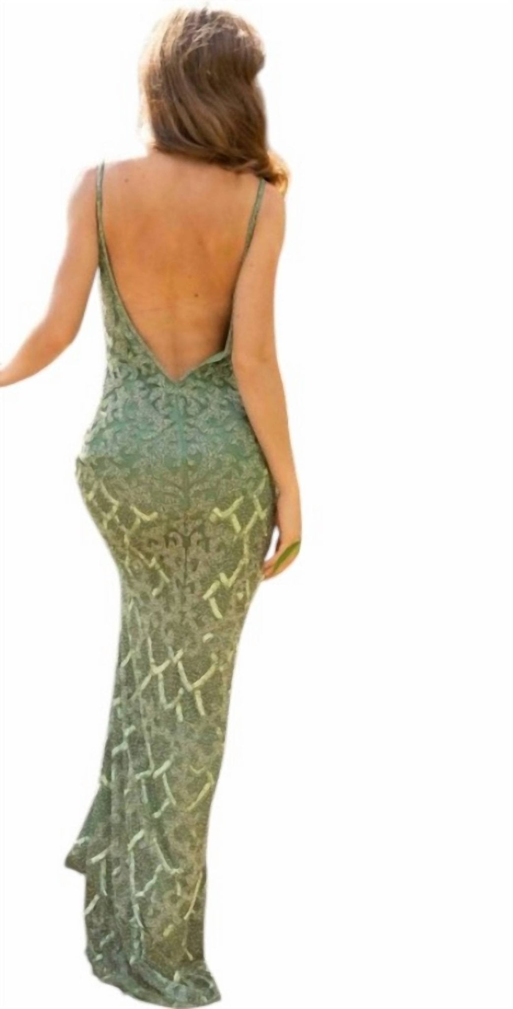 Primavera - V Neck Open Low Back Prom Dress - clothing - dresses - green