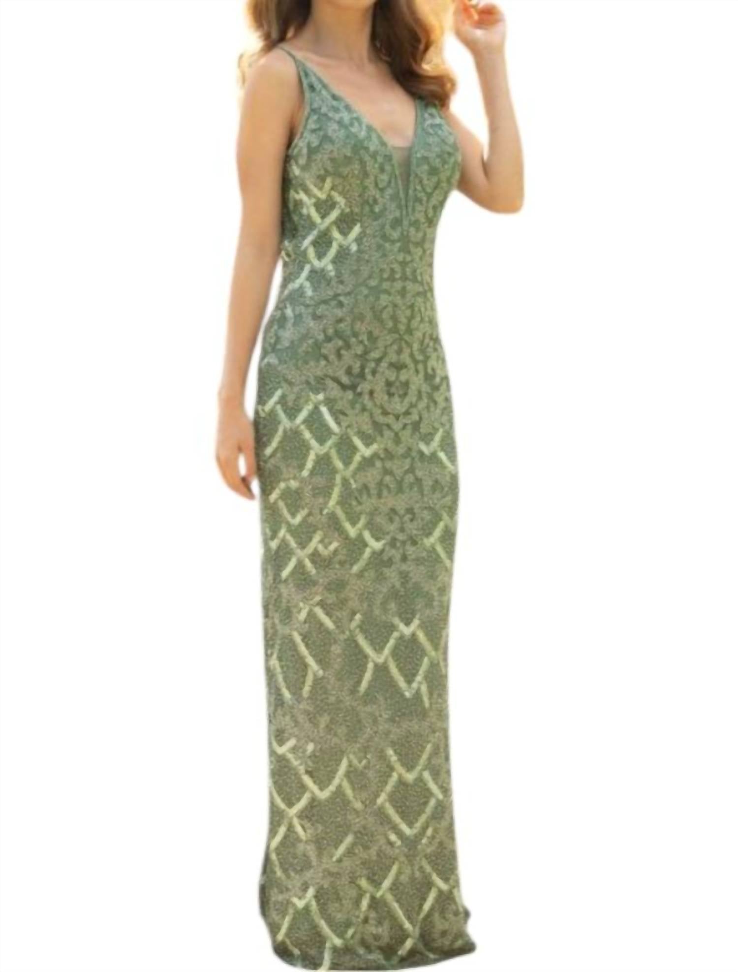 Primavera - V Neck Open Low Back Prom Dress - clothing - dresses - green