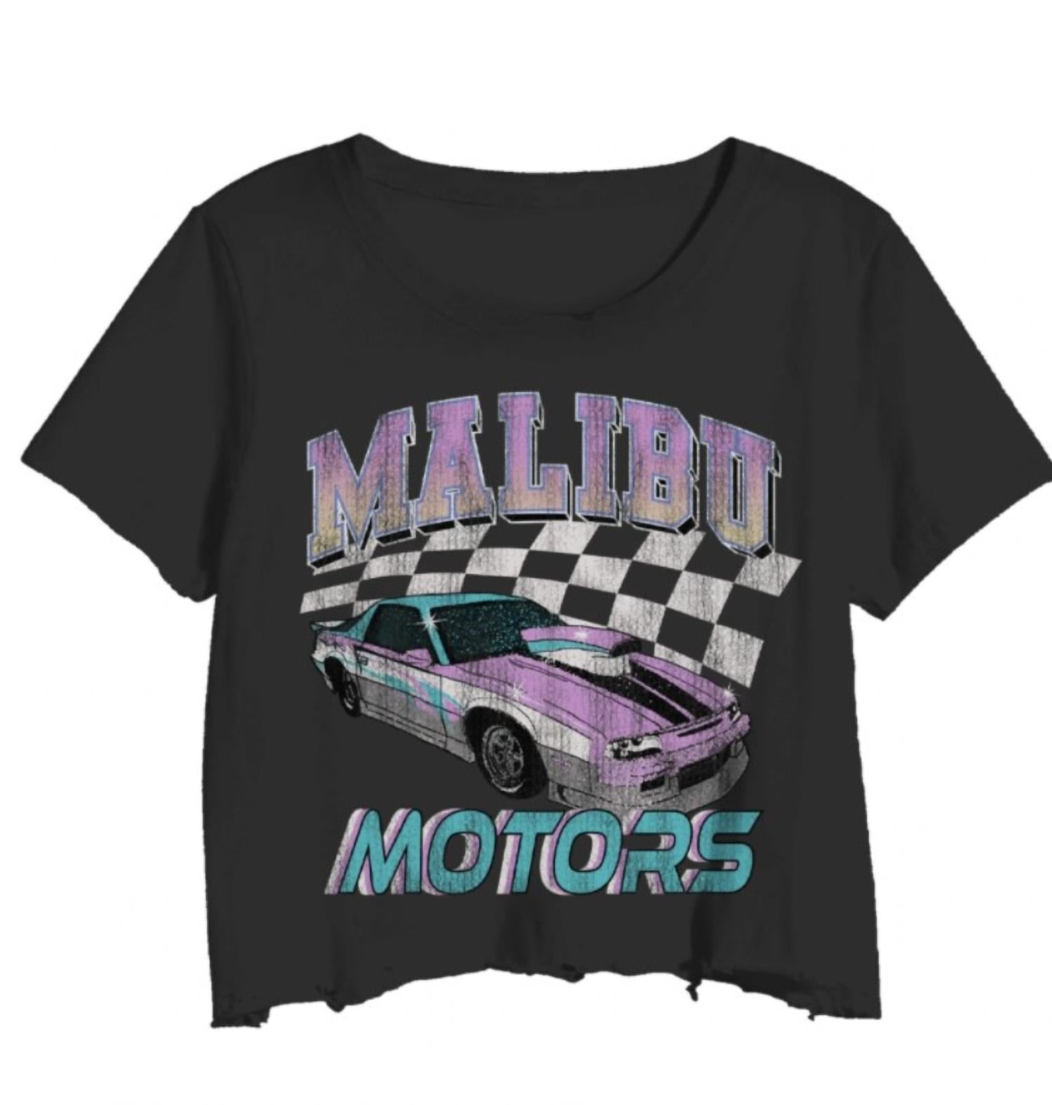 Prince Peter - Women's Malibu Motors Cropped Top - black - clothing - cotton