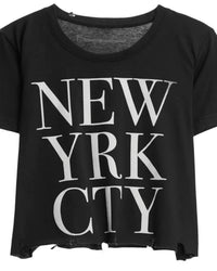 Prince Peter - Women's NYC Block Crop Tee - black - clothing - cotton