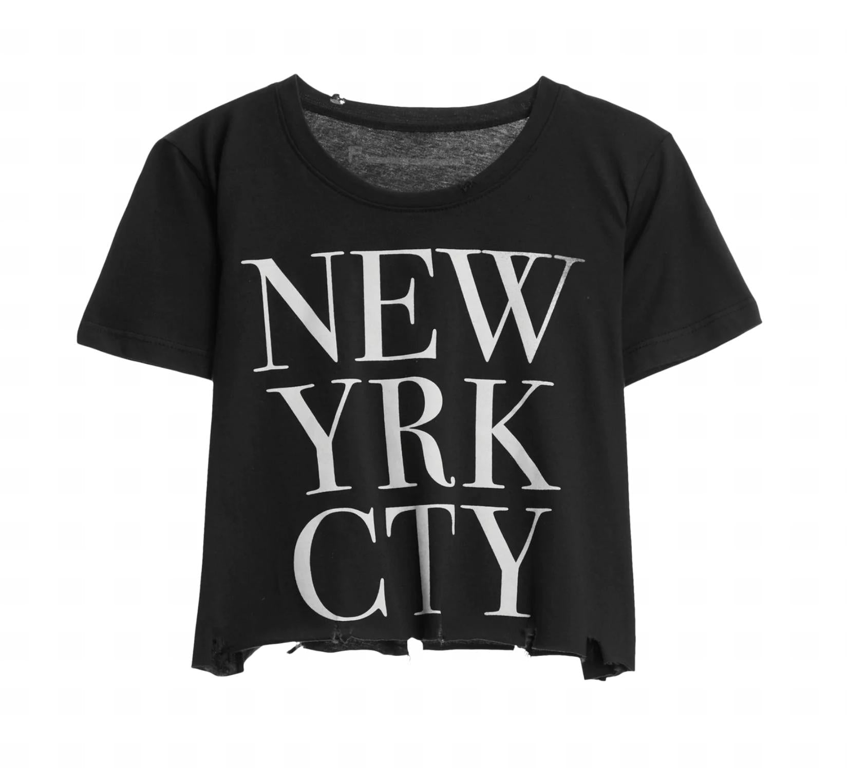 Prince Peter - Women's NYC Block Crop Tee - black - clothing - cotton