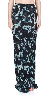 Priscavera - Mesh Button Down Maxi Skirt