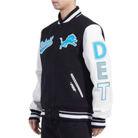 Pro Standard - Pro Standard Detroit Lions Script Tail Rib Wool Varsity Jacket - black - bomber - clothing