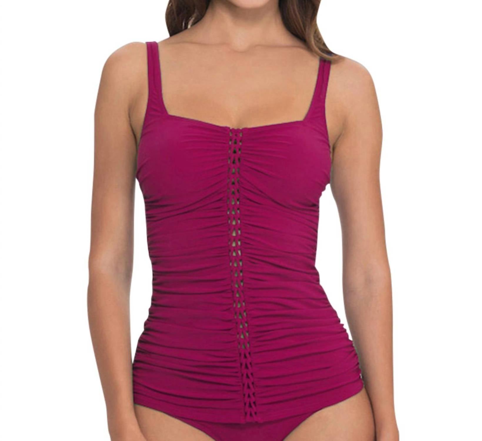 Profile By Gottex - Shirred Tankini Top - bikinis - clothing - polyamide