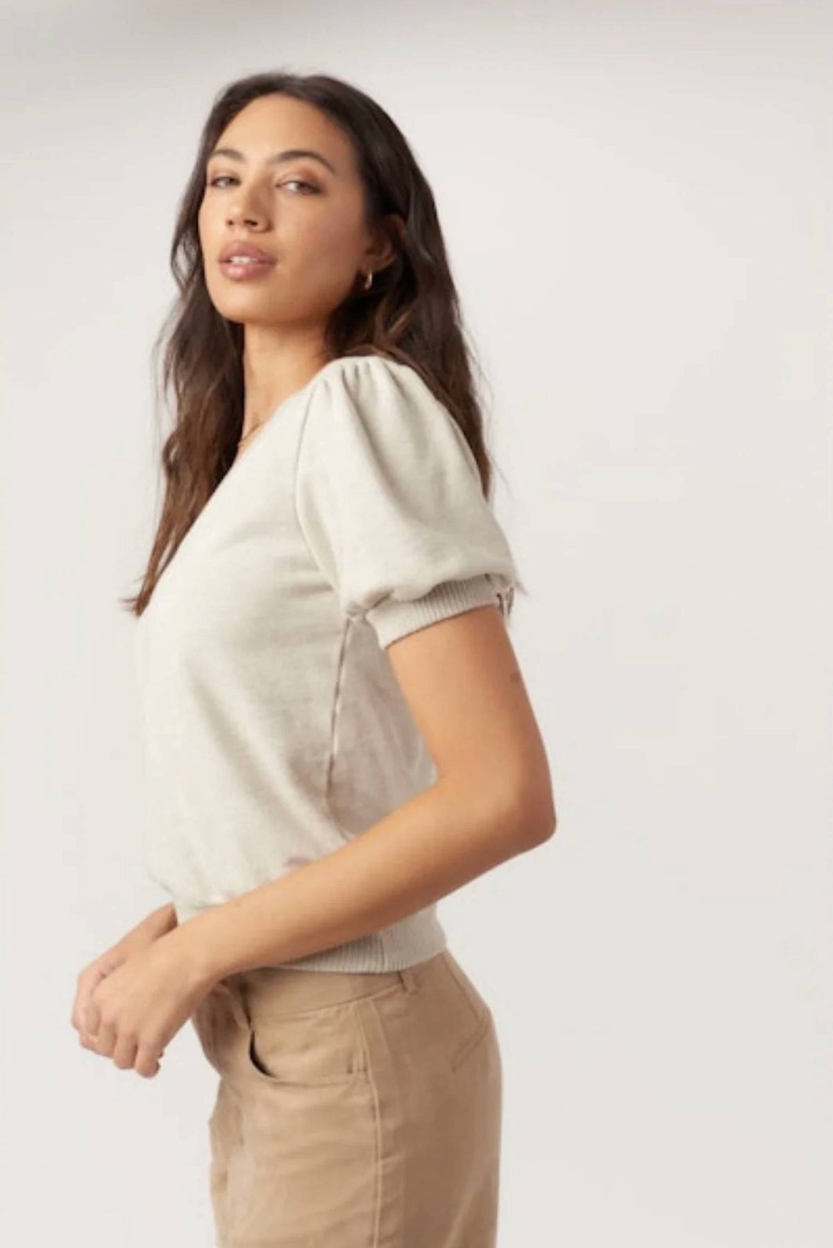 Project Social T - In My Feels Puff Sleeve V-neck Pullover
