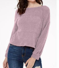 Project Social T - Kaia Chenille V Back Top - clothing - crew - purple