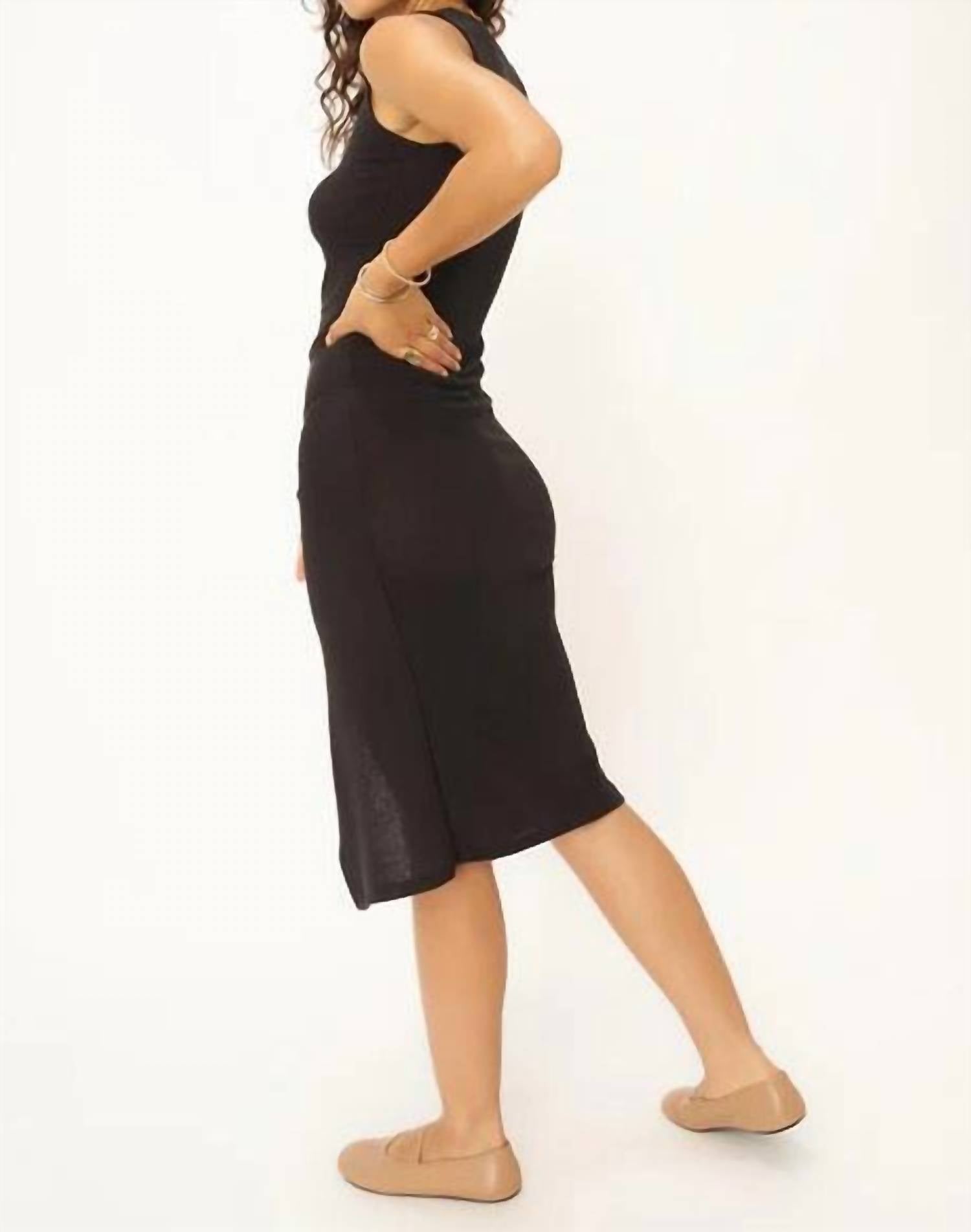 Project Social T - Lana Fitted Asymmetrical Ruched Tank Dress - black - clothing - dresses