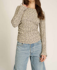 Project Social T - Sanna Boat Neck Rib Long Sleeve Top - clothing - cotton - blend - grey