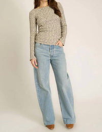 Project Social T - Sanna Boat Neck Rib Long Sleeve Top - clothing - cotton - blend - grey