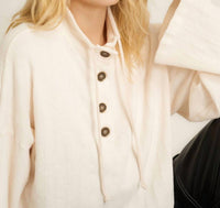 Project Social T - Scout Textured Funnel Neck Pullover - beige - clothing - cotton
