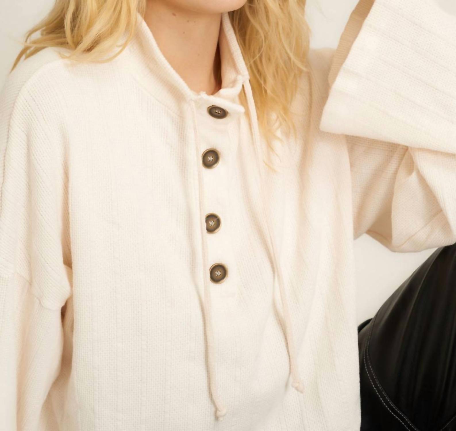 Project Social T - Scout Textured Funnel Neck Pullover - beige - clothing - cotton