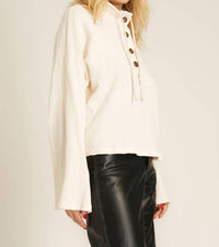 Project Social T - Scout Textured Funnel Neck Pullover - beige - clothing - cotton