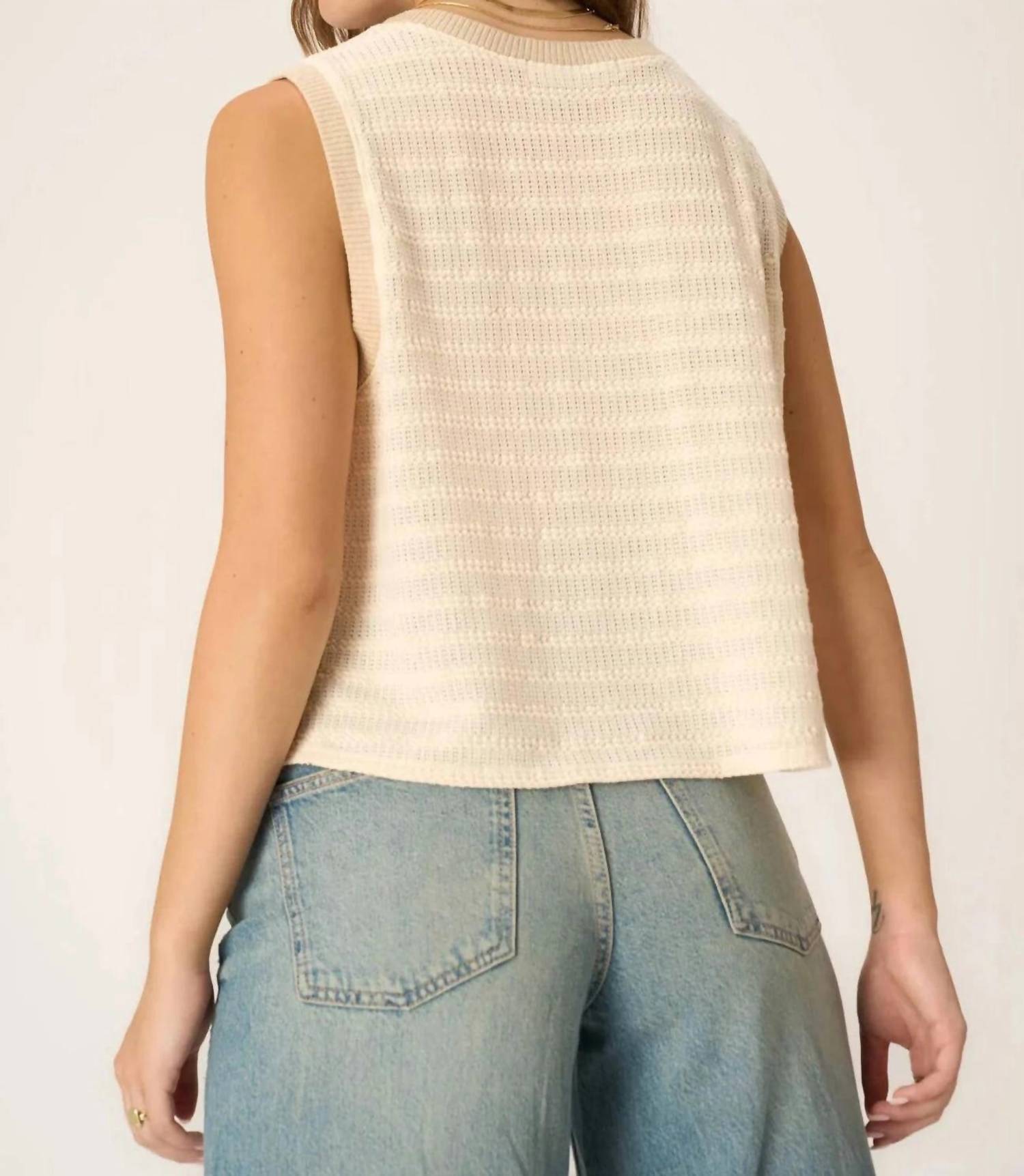 Project Social T - Viva Button Front Sweater Tank - beige - clothing - cotton - blend