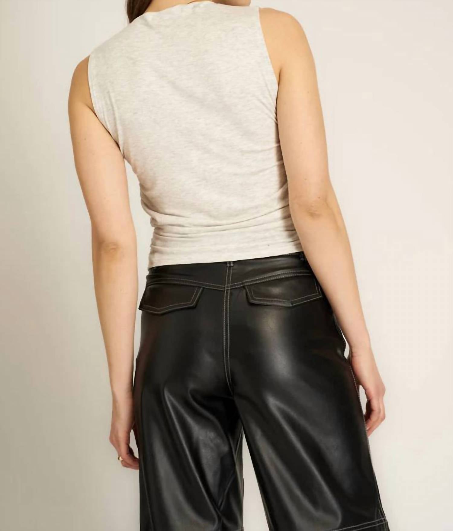 Project Social T - Wyatt Ruched Side Tank Top - clothing - grey - rayon