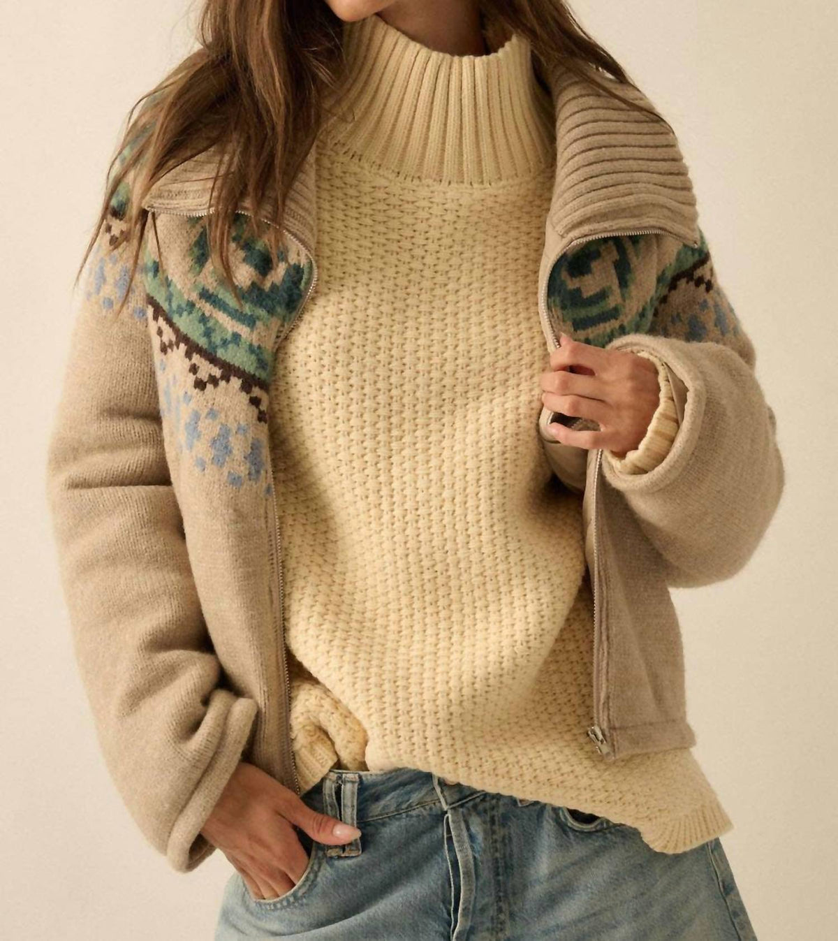 Promesa - Fair Isle Sweater Jacket