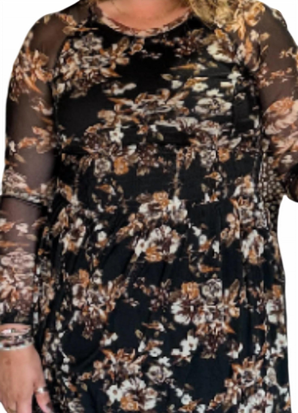 Promesa - Fall Bloom Mesh Midi Dress
