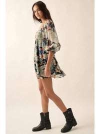 Promesa - Floral Mesh Sweetheart Neck Chiffon Babydoll Dress - clothing - collection:vacationdresses(Auto) - dresses