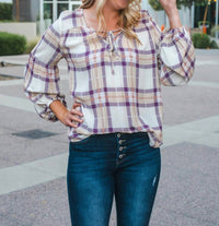 Promesa - Long Sleeve Plaid Blouse