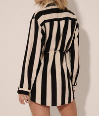 Promesa - Striped Collared Button Front Romper