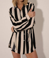 Promesa - Striped Collared Button Front Romper