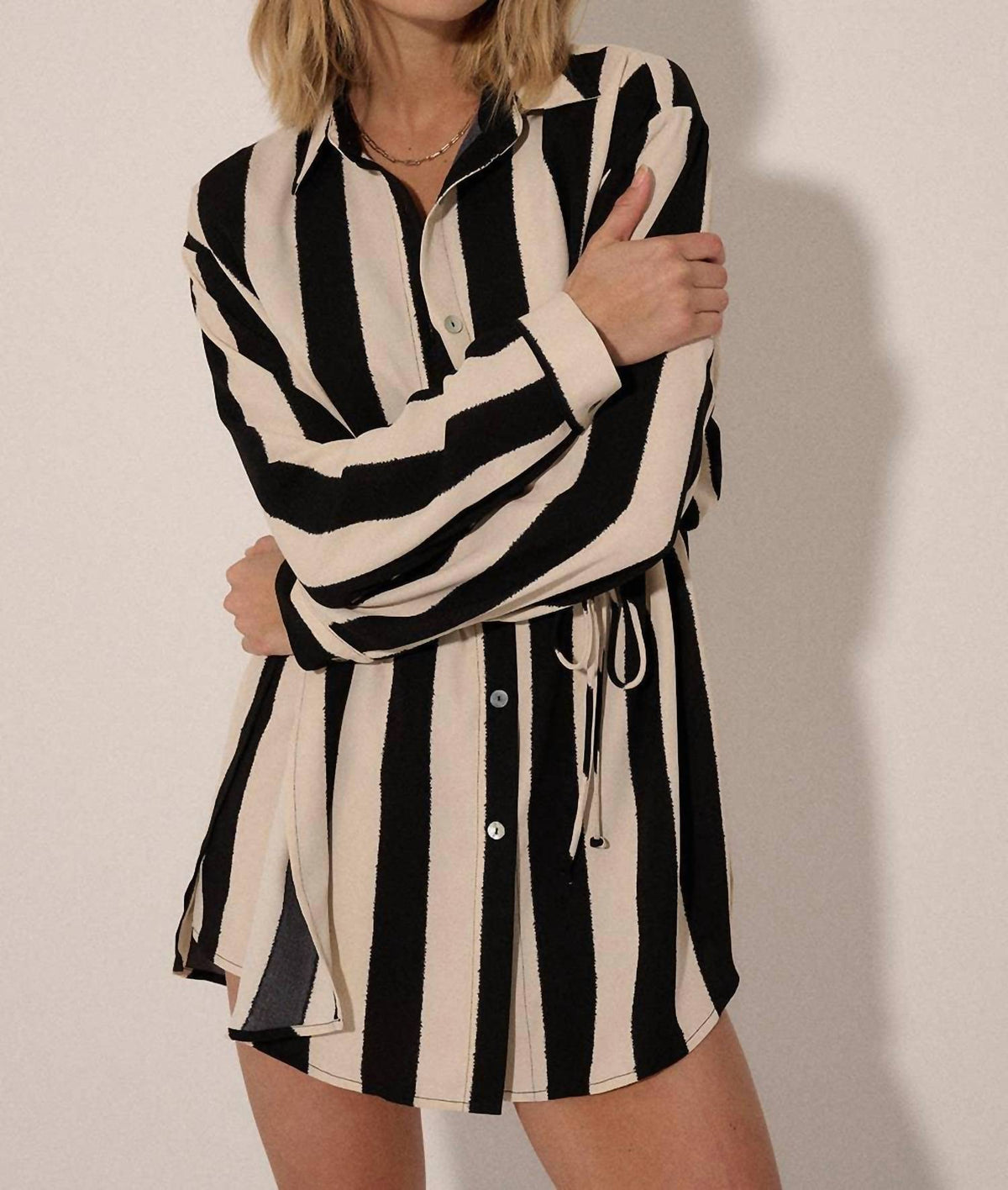 Promesa - Striped Collared Button Front Romper