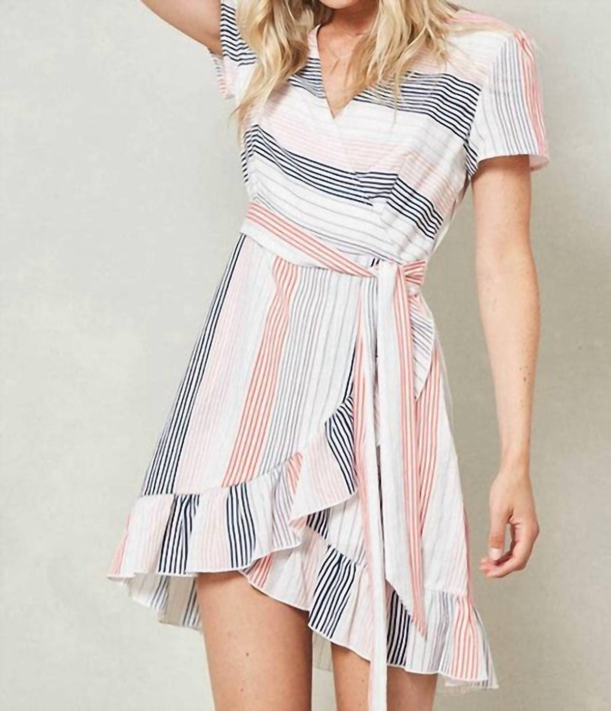 Promesa - Striped Wrap Mini Dress