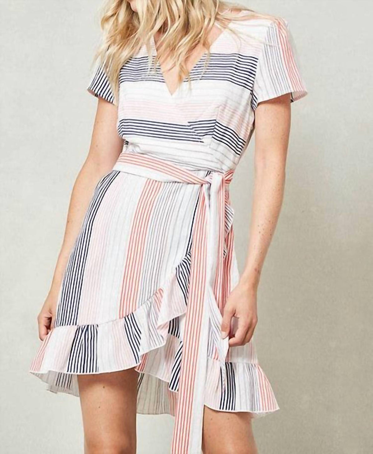 Promesa - Striped Wrap Mini Dress