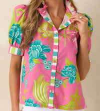 Prosperina - Tropical Button Up Top
