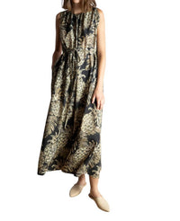 Psophia - Pineapple Print Midi Dress - black - clothing - dresses