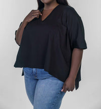 Psophia - V-neck One Pocket Dolman Tee